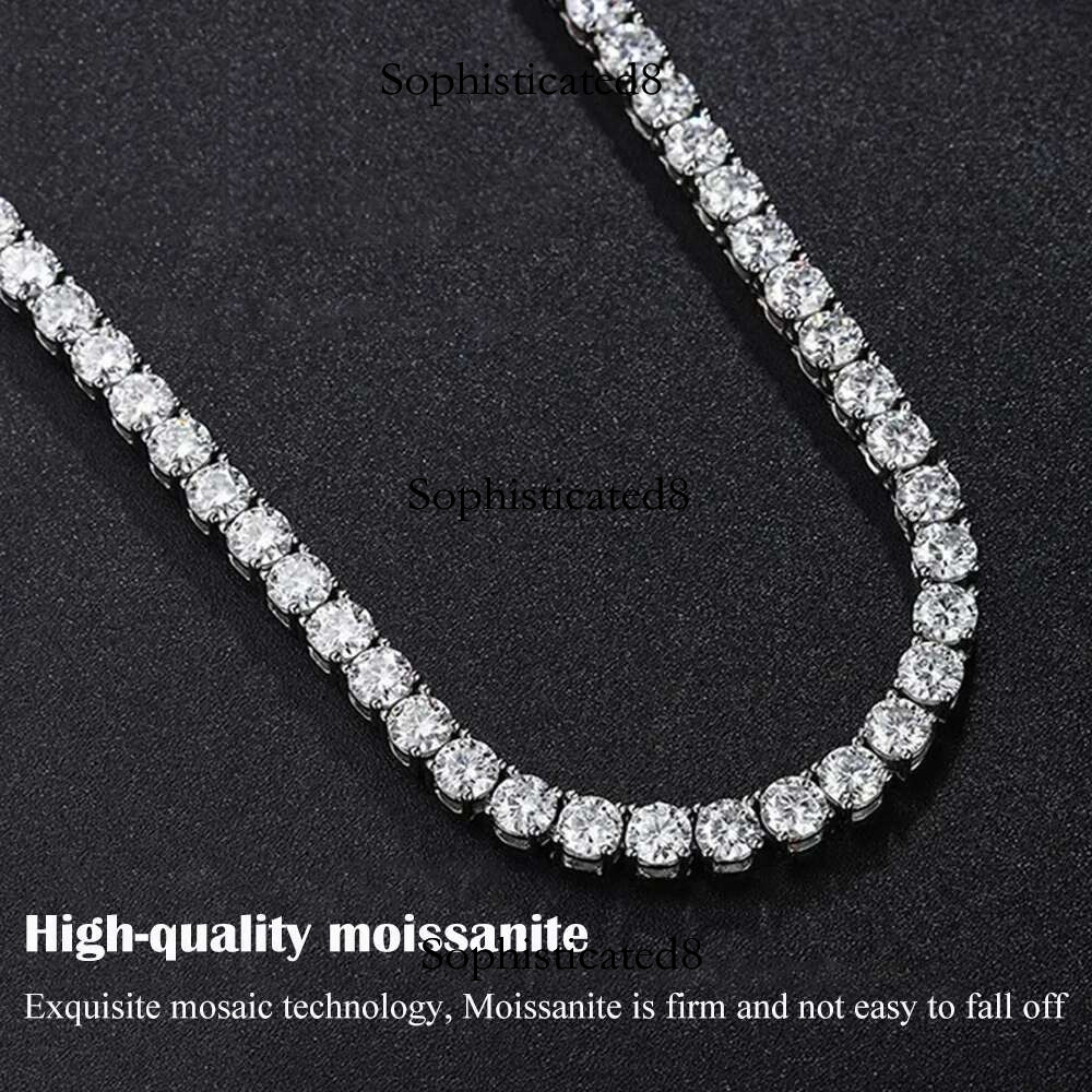 3/4/5/6.5mm Real Moissanite Tennis Necklace Bracelet for Men Women Sterg Sier Lab Dia Neck Chains Party Jewelry GRA