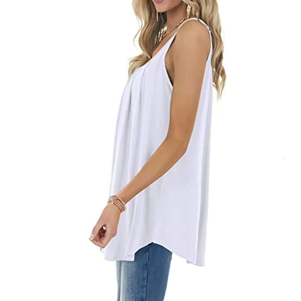 Casual Loose Women Shirts Spaghetti Strap Print Cute Tops Camisole Tee Tank Traf 2025 Mujer Sleeveless T-Shirt
