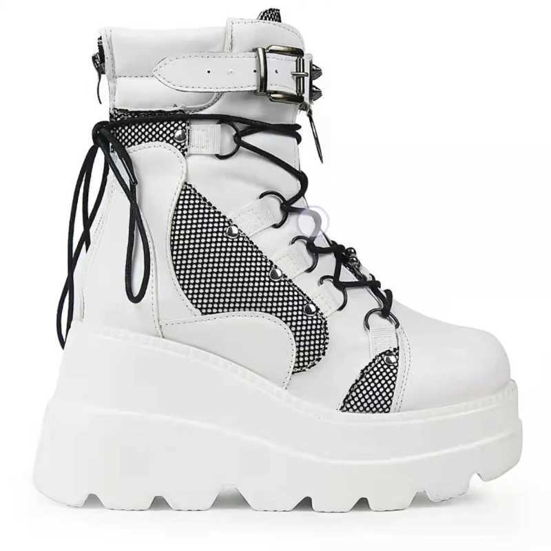 Womens Boots 2022 Autumn Women Ankle Boots Platform Wedges High Heels Short Boots New Fashion Design Zip Cosplay Shoes of Women Z250303