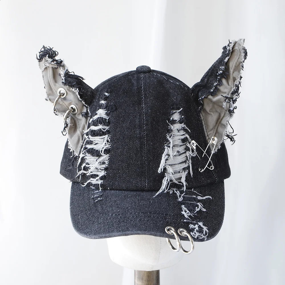 er y2k style personalized cowboy perforated baseball cap womens three-dimensional ears street duckbill cap 250303