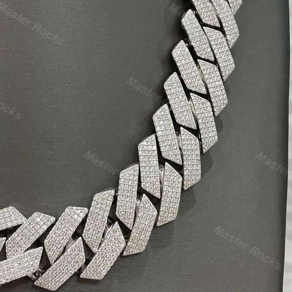 20mm 4 Rows Sterg Sier Thick Manufacturer Custom Jewelry Cuban Chain Necklace Moissanite