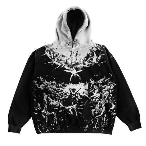 Punk style women's autumn winter new top with personalized pattern printing, loose and comfortable pullover hoodie batch