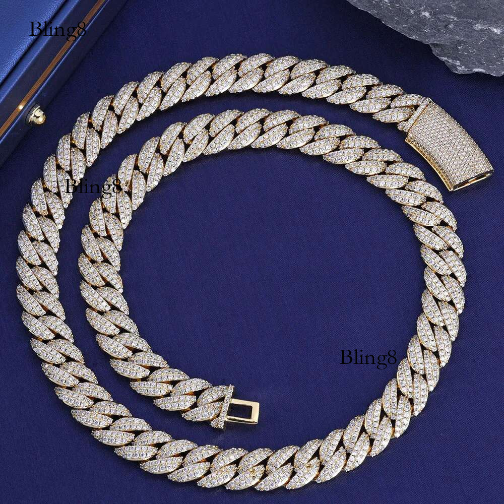 13mm k Necklaces Miami Cuban Chain for Man Women Iced Out Shiny Inlaid Zircon Hip Hop Jewelry