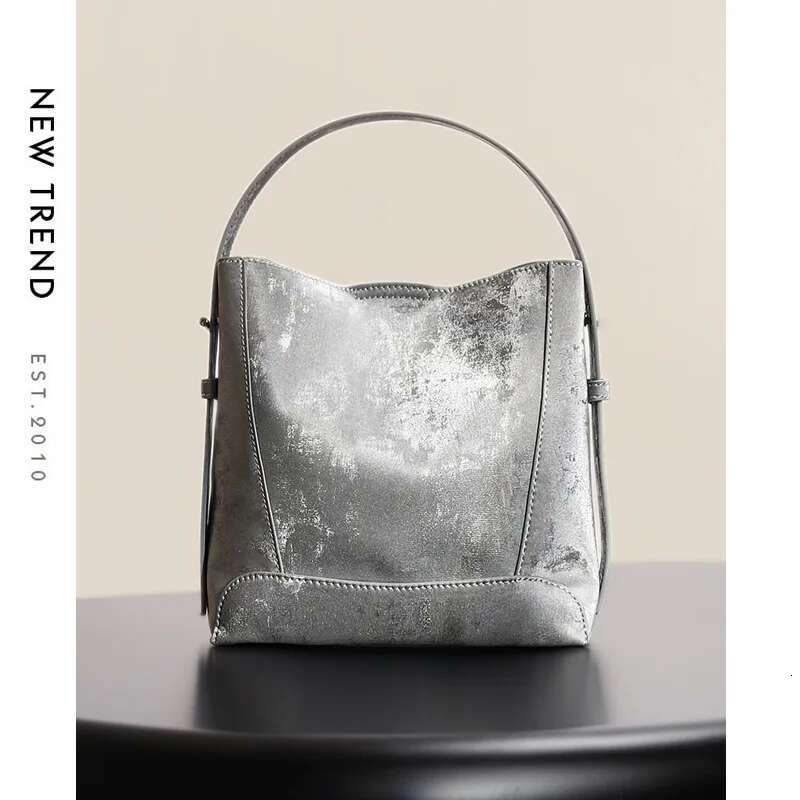 2025 Spring New Trendy Sier Ladies Shoulder Real Leather 100% Cowhide Women's Hobo Handbag Design Casual Tote Bag