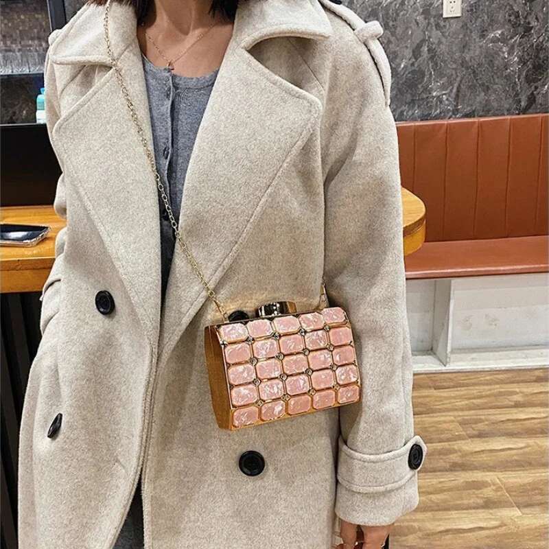 Fashion Acrylic Clutch Evening Female Designer Mini Square High Grade Quality Trend Chic Exquisite Messenger Bag