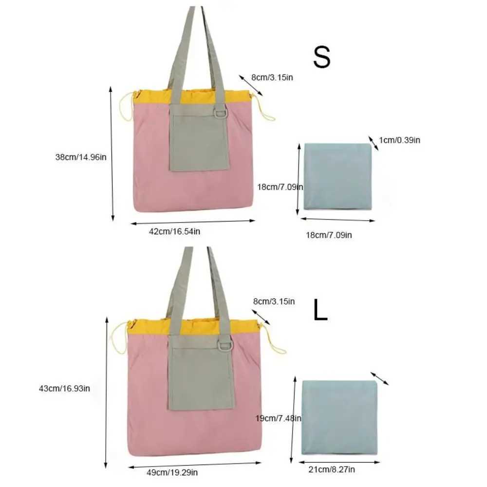 New Arrival Colorful Foldable Shopping Bag Large Capacity Reusable Pocket Handbag Environment-Friendly Waterproof Drawstring Tote Bag T250303