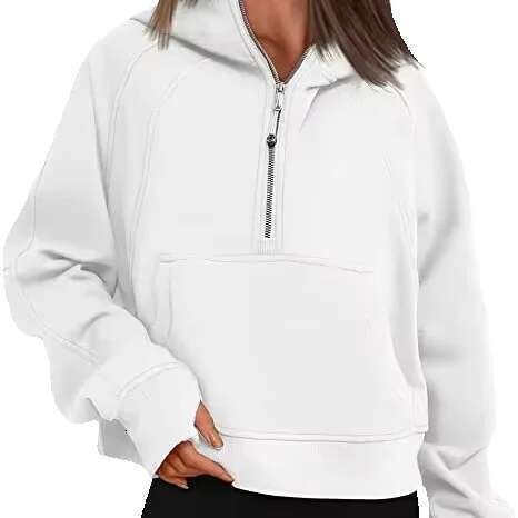 Women's Sport Half-Zip Hoodie Loose Short With Fleece