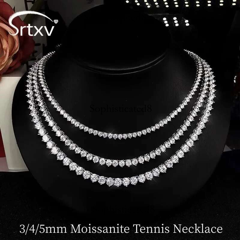 Classic 3 Claw Moissanite Tennis Necklace For Women Men S Sterg Sier Engagement Dia Neck Chain Wedding Jewelry Gifts