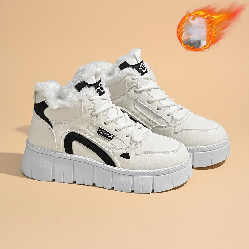 2025 Winter Velvet High Top White Designer s New Thick Bottom Height Increase Anti Slip Sports Board Casual Outdoor Women s Cotton Shoes Short Boots