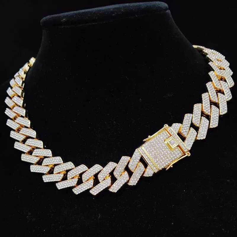 Men Hip Hop Chain for Fashion party 20mm width Rhombus Cuban Chains Necklace Hiphop Iced Out Bg jewelry