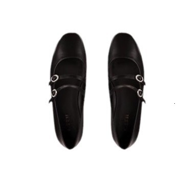 Instant Grape Mom Same Cute Round Head Diamond Double Buckle with Commuter Small Low Heel Mary Jane Single Shoe