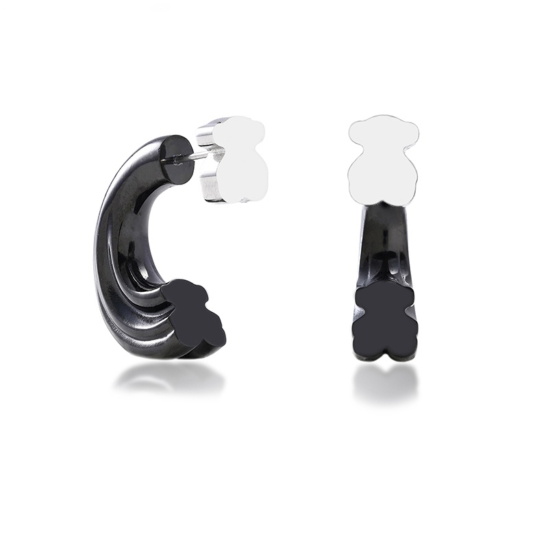 Fashion Women Girls Bear Silver Gold Rose Stainless Steel Letter Animal Span Moon Stud Hoop Earrings Jewelry