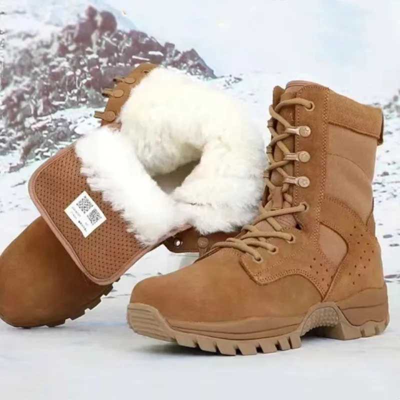 Luxury Mens Boots Cowhide Waterproof Boot Warm Wool Fur Plush Winter Snow Shoes Summer Breathable Hole Outdoor Hiking Shoe Z250303