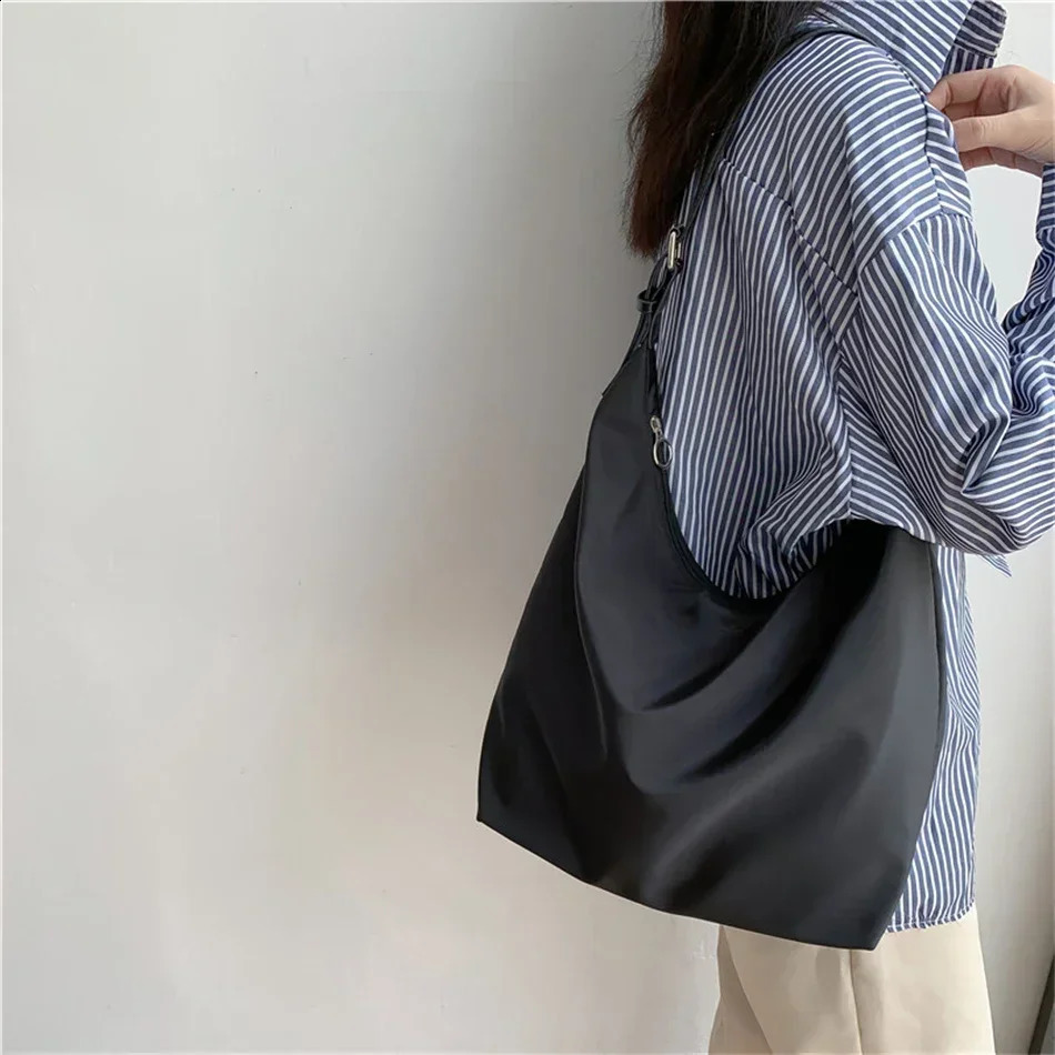 Fashion Large Capacity Shopper Tote Handbag Ladies Nylon Shoulder Bag INS Women Casual Female Shopping Messenger Neutral 250305