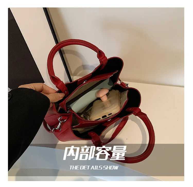 Luxury Designer PU Leather Lichee Pattern Womens Handbag Casual Crossbody Bag Bucket Tote Y250303