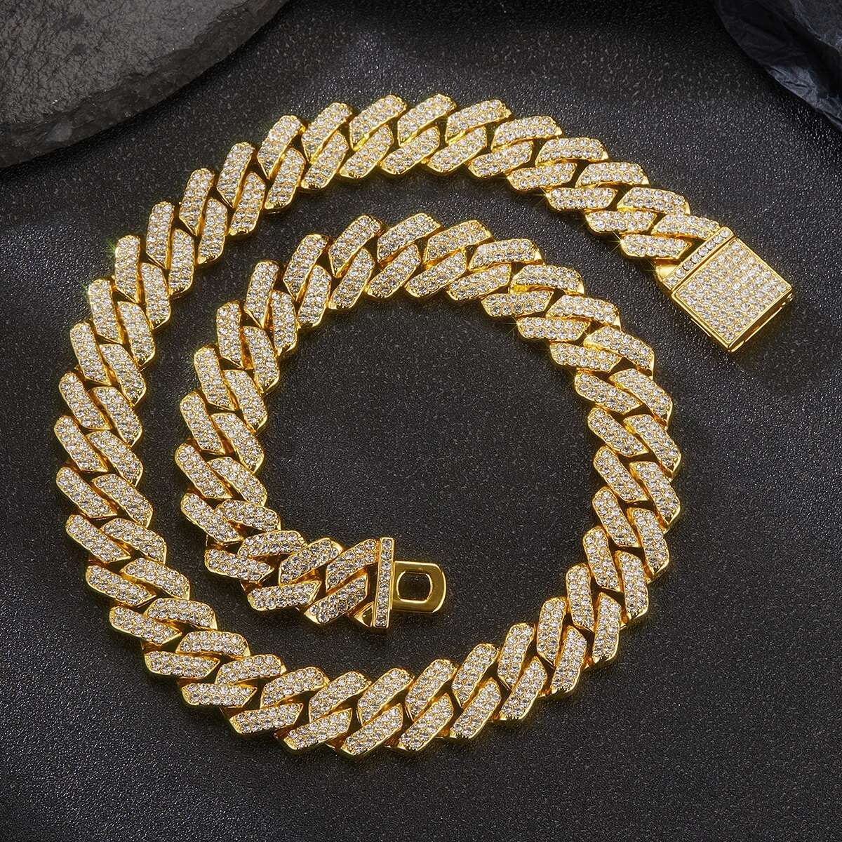 Purple Color Iced Out Cuban k chain for Teen Men and Women, 13MM Hip hop Classic Necklace Nightclub Rock Party Accessory