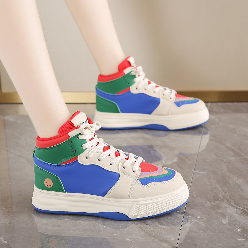 2025 Designer s New High Top Mandarin Duck Color Thick Sole Height Increasing Multifunctional Sports And Leisure Board Shoes