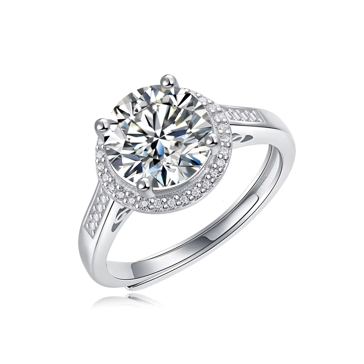 DE Quality Brilliant Moissanite Wedding Size CZ Engagement Suitable for Women oll Sizes S Pure Sier Ring