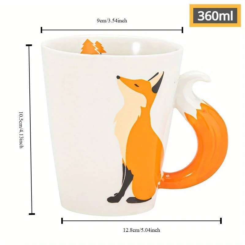 1Pc 12Oz Porcelain Coffee Mug Breakfast Milk Adorable Fox-Shaped Ceramic Cup Friends Birthday Gifs For Kids Drinkware