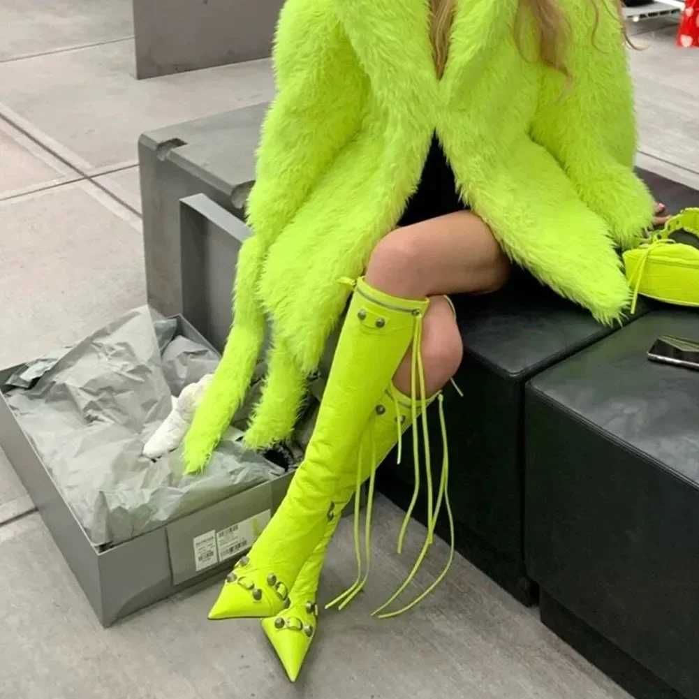 Sexy Knee High Boots 2024 Winter Boots Brand Design Super High Thin Heels With FAshion Cool Women Shoes Big Size 46 Z250303