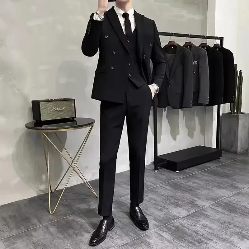 Full Mens Suits and Blazers Double Breasted Casual Business Pants Ceremony Trends 2 Piece Outfit Set Male Costumes Fashion 250224