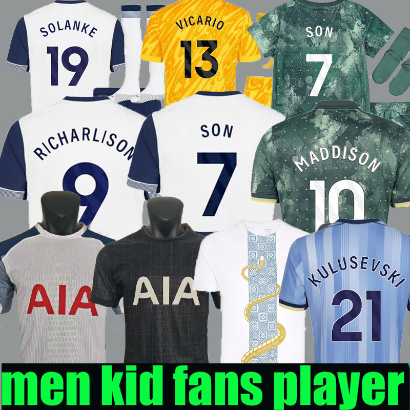 24 25 26 SON RICHARLISON Soccer Jerseys 2024 2025 2026 home AWAY Football shirt VICARIO KULUSEVSKI SOLANKE WERNER year of the Snake Warm Up Fans players Men KIDS kit