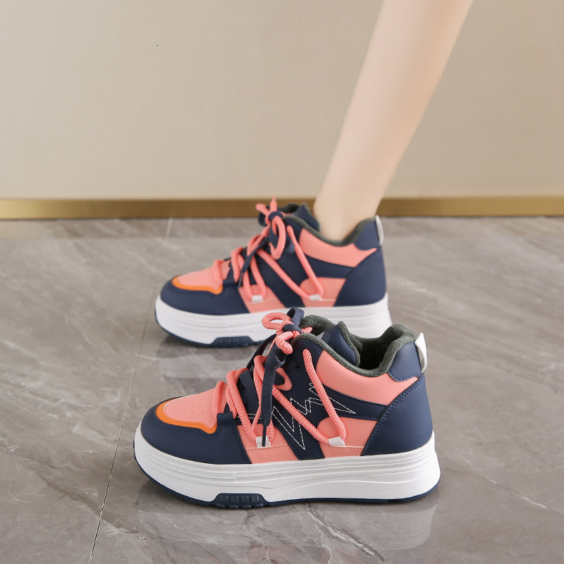 Designer s New Velvet High Top Fashionable Warm Patchwork Color Multifunctional Thick Sole With Velvet Sports Fashion Women s Shoes