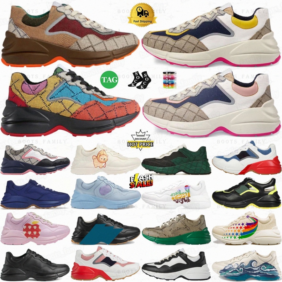 Rhyton sneaker sneakers designer shoes Rhytons Women mens shoe Beige Blue Monogram Brick Red Multicolor Canvas Ebony Logo Ivor0tHw#