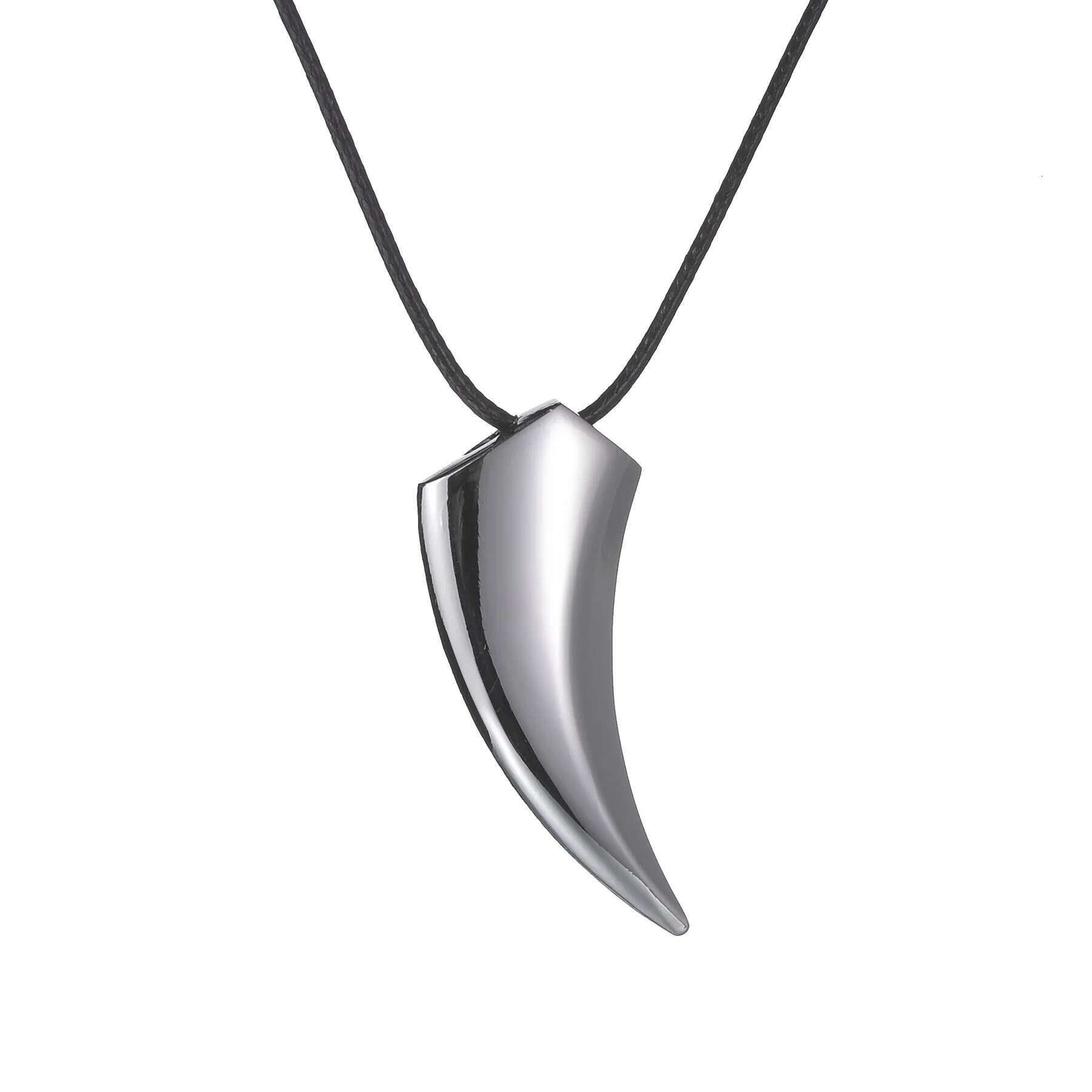 Punk Hip Hop Stainless Steel Crescent Spike Pendant Men Women Fashion Wolf Tooth Chain Necklace Jewelry