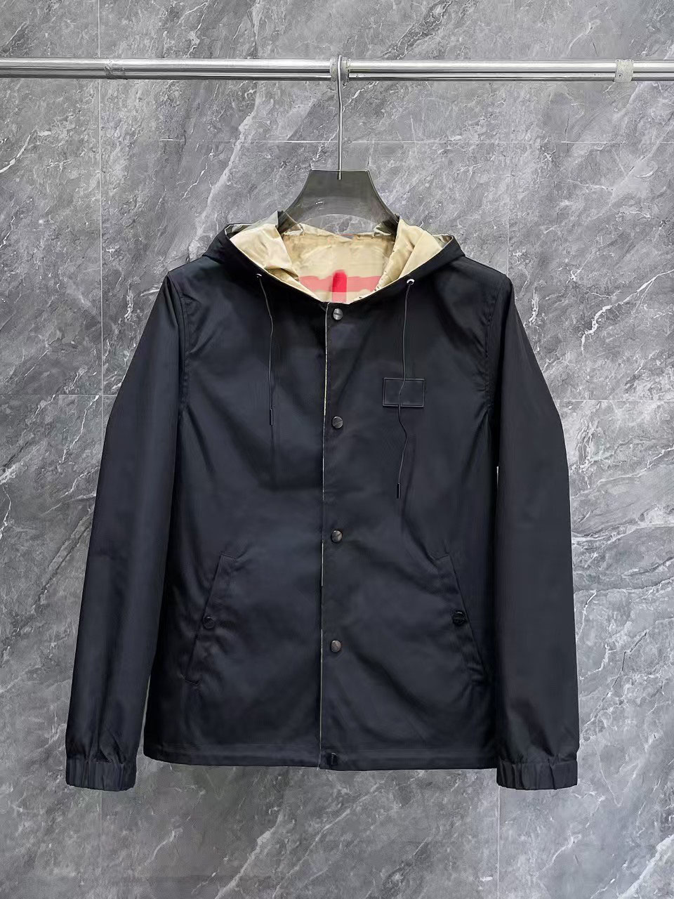 Unisex Designer Nylon Jacquard Double-Sided Windbreaker Jacket - Sizes S-2XL