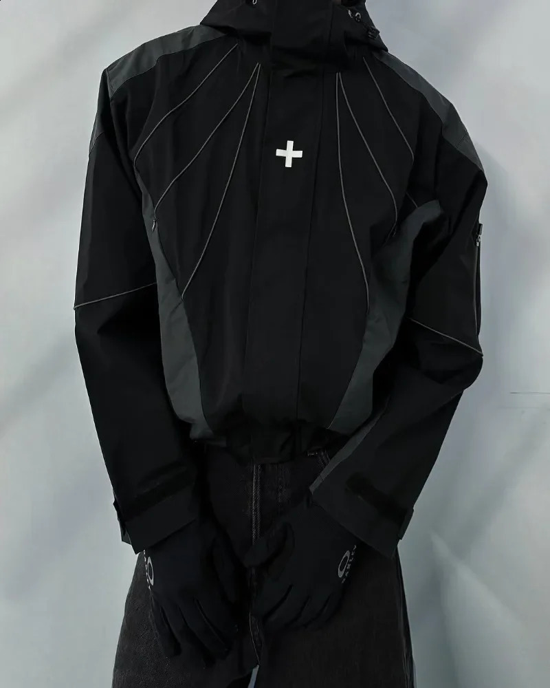 Harajuku High Street Trendy Fashion Striped Loose Jacket for Men Y2k Personalized Splicing Version Casual Zipper Hoodie for Women 250225