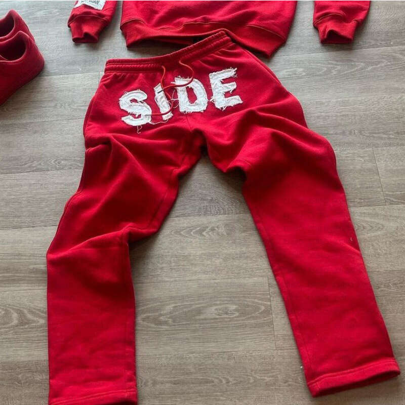 Autumn winter letter sticker hooded cardigan zipper jacket hip-hop loose pants men's and women's trendy brand set batch