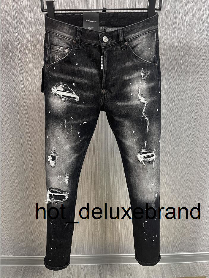 dsquares jeans dsquaredliness New Fashion Icon Brand European Italy Men's Slim Pants Mens Denim Trousers Zipper Blue Hole Pencil for Men 9880 FDET
