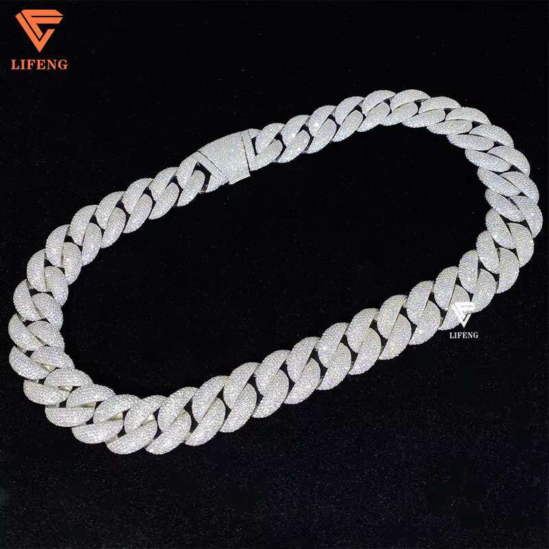 Custom 23Mm Big Size Sier Plated Hiphop Vvs Moissanite Miami K Iced Out Cuban Chain