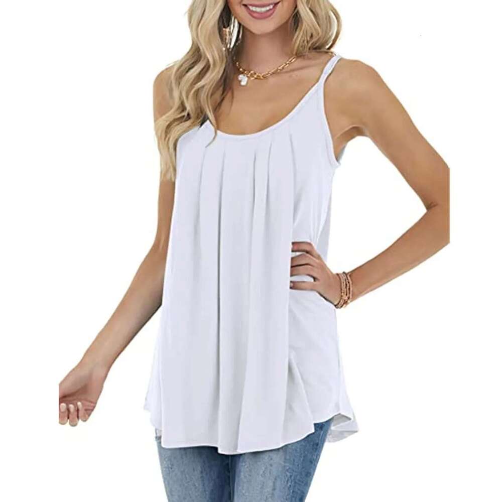 Casual Loose Women Shirts Spaghetti Strap Print Cute Tops Camisole Tee Tank Traf 2025 Mujer Sleeveless T-Shirt