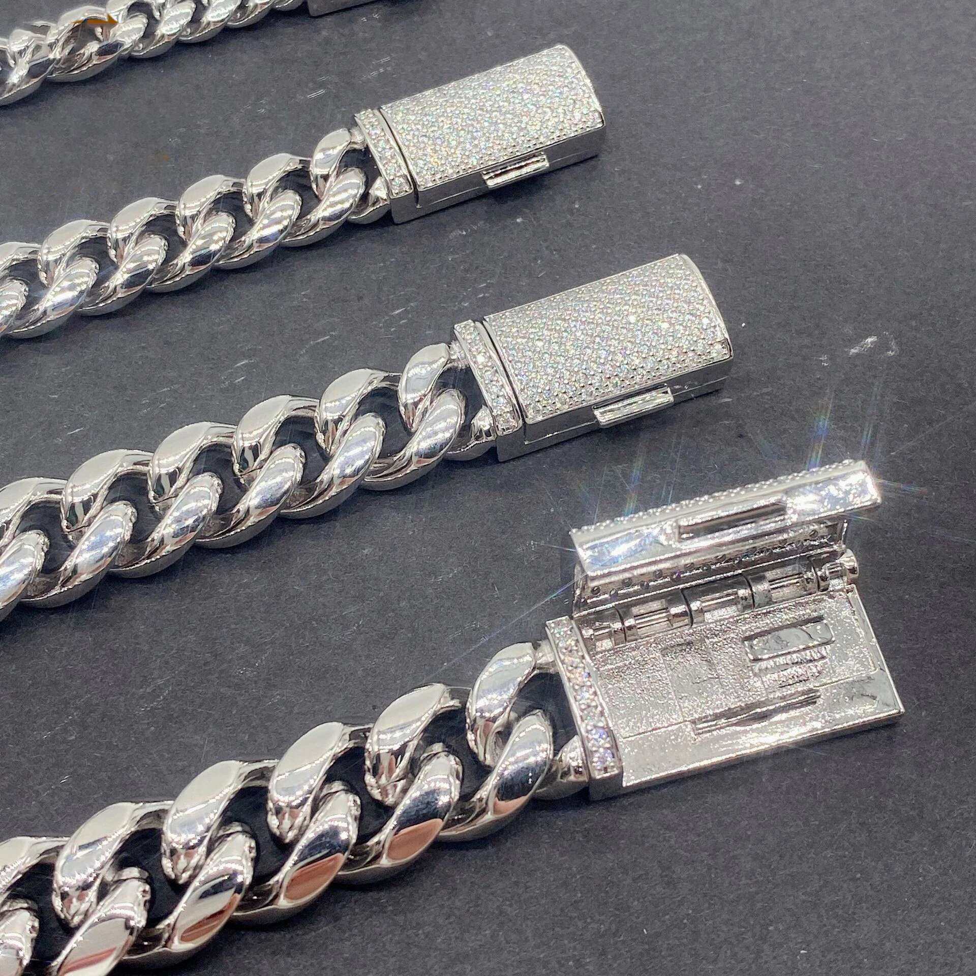 PureNew 12/14mm Unisex Cuban Necklace Hip Hop Trendy Brand Twist Popular Men's Moissanite Chain