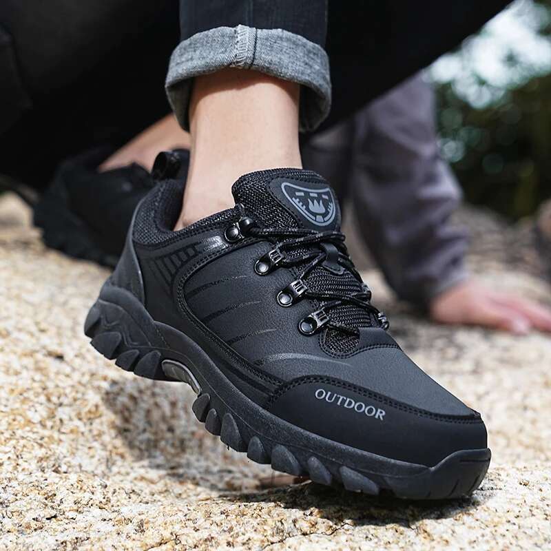for Men Walking Sneakers Leather Waterproof Mountaineering Camping Hiking Thick Sole Comfortable Running Shoes