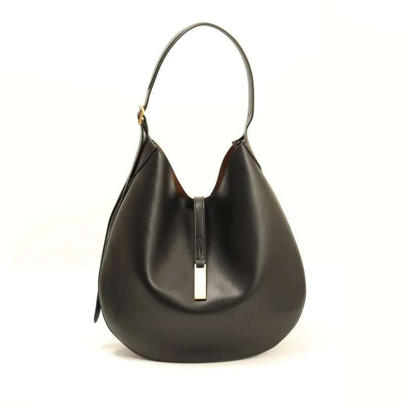 New Women's One Shoulder Genuine Leather Large Hobos Underarm Bag Half Moon Design Ladies Handbags