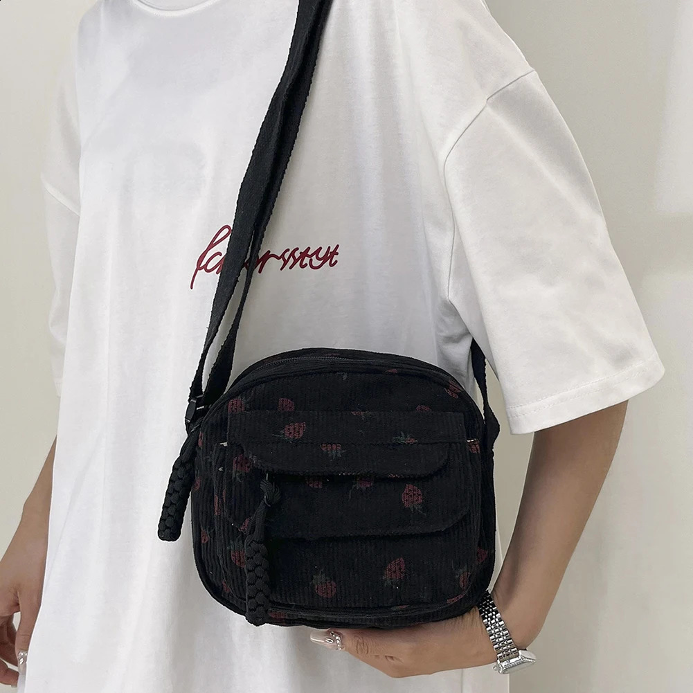 Ship from US Cute strawberry shoulder bag casual zipper fashionable cross shaped handbag womens travel work messenger 250303FBB