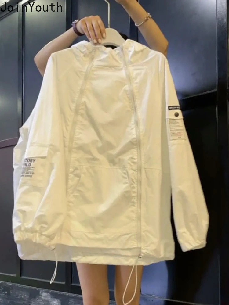 Fashion Jackets Womens Clothing Casual Streetwear Hooded Oversized Outwear Y2k Tops Double Zipper Thin Korean Coat 27v674 250228