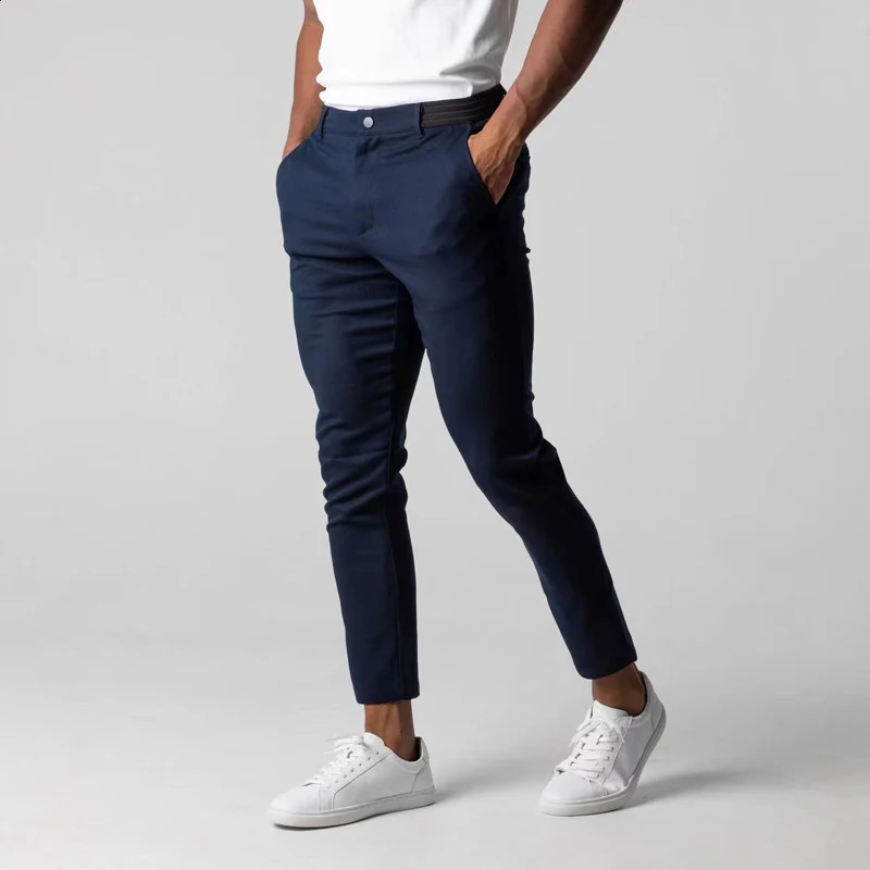 Autumn Mens Casual Pants Waterproof Trousers Japanese Business Versatile Elasticity Waist High Guality Long Pants For Male 250227