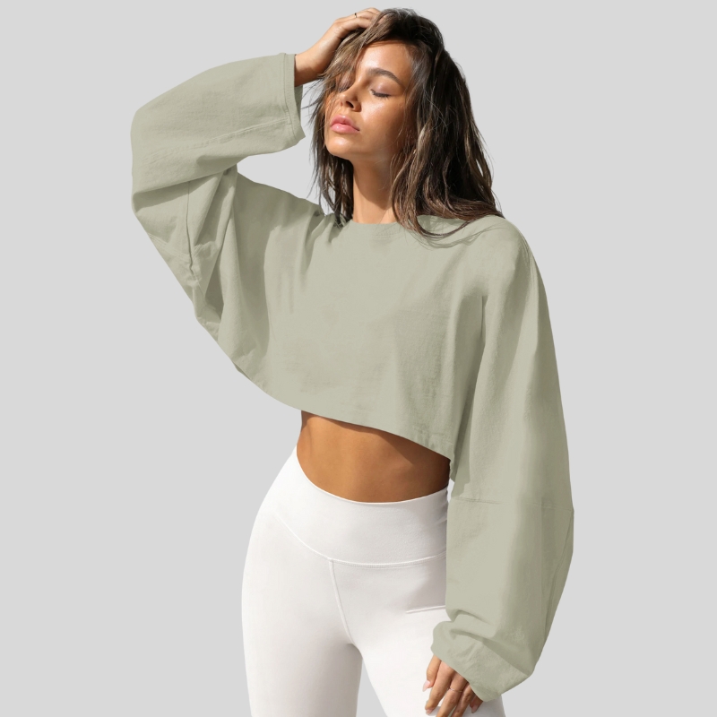 New open-button crew neck sweater European and American women's clothing short sports bottoming shirt T-shirt knitted sweater long-sleeved top