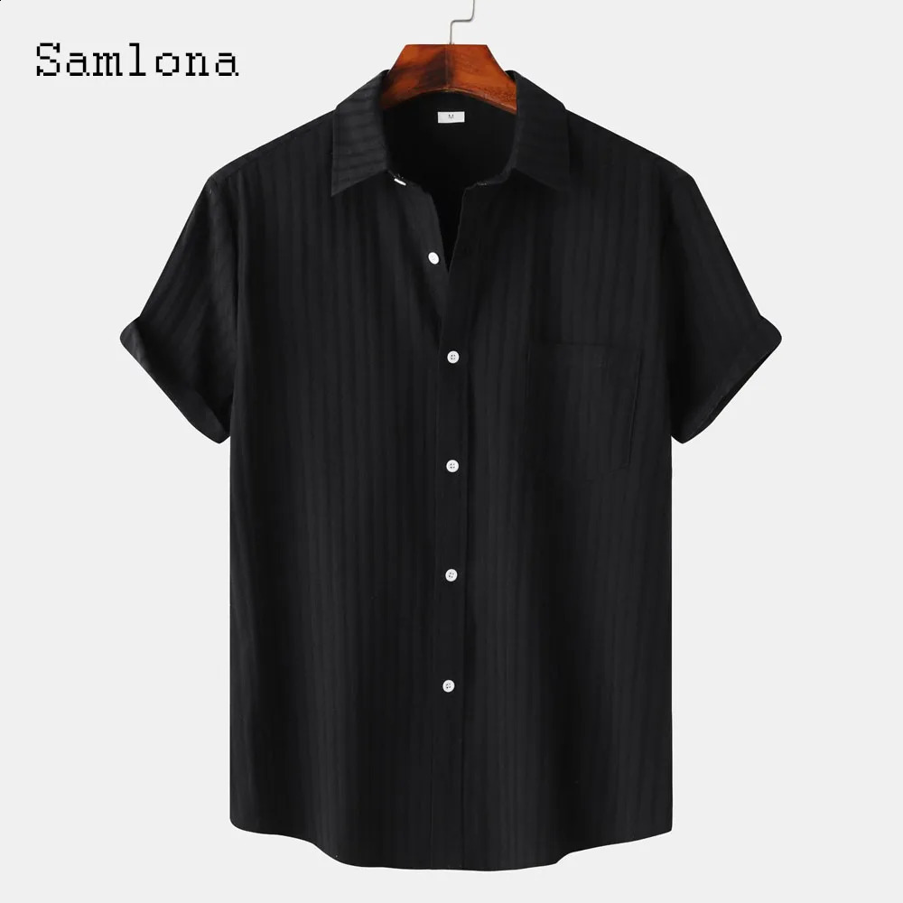 Mens Casual Daily Shirts Blue White Soft Basic Tops Sexy Hollow Out Blouse Lepal Collar shirt blouses Oversized Men Clothing 250225