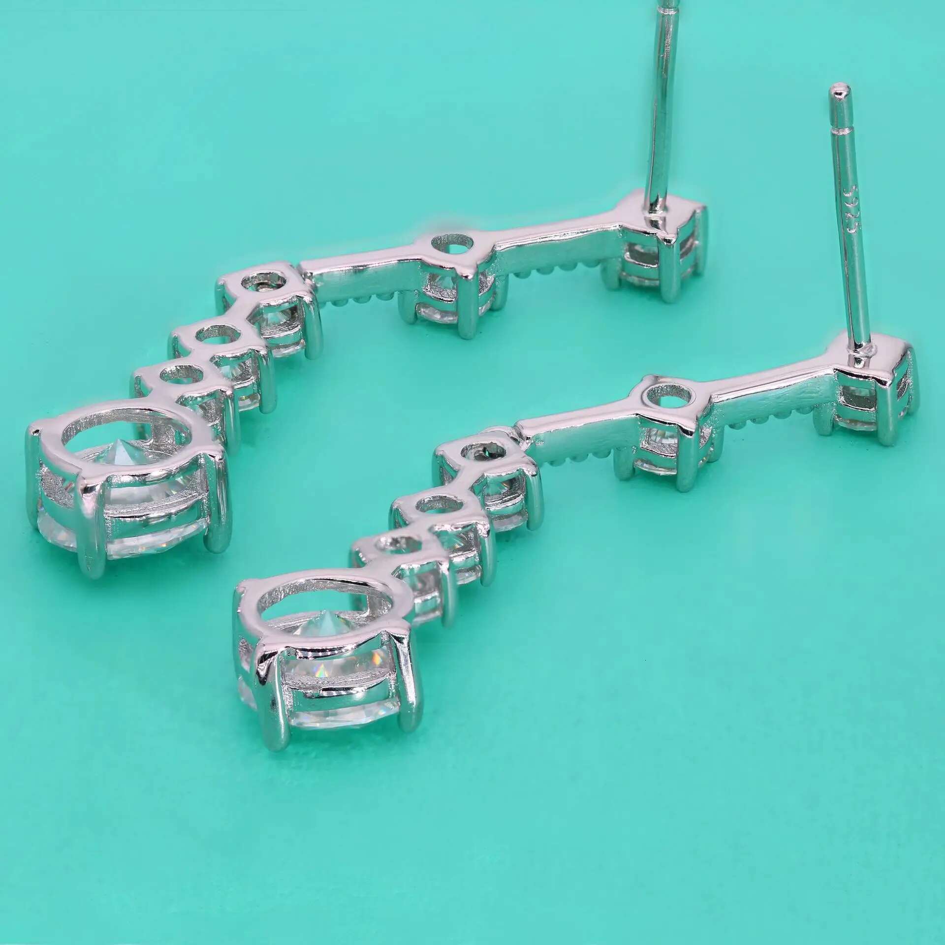 DJMAX D Color 1.5/3ct Long Tassels Moissanite Earrings for Women Premium Party Wedding Ear Studs S Sterg Sier Jewelry