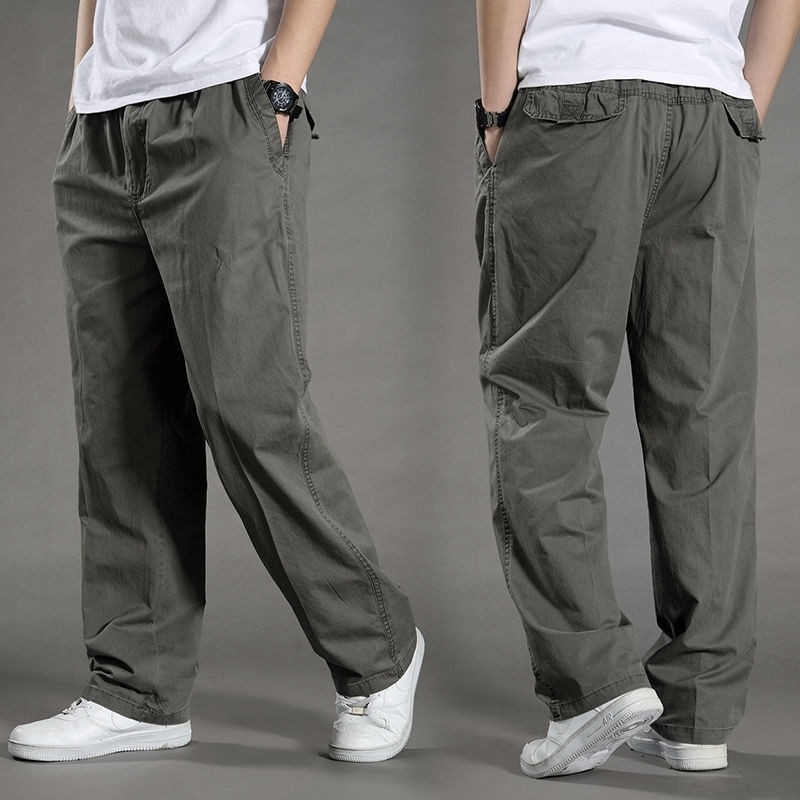 Mens Cargo Pants Summer Spring Cotton Work Wear In Large Size 6XL Casual Climbing Joggers Sweatpants Hombre Autumn Trousers w250228