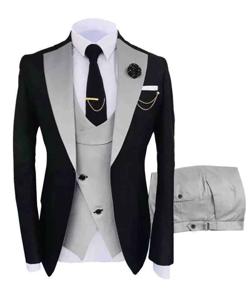 New Costume Slim Fit Men Suits Slim Fit Business Suits Groom Black Tuxedos for Formal Wedding Suits Jacket Pant Vest 3 Pieces M250303