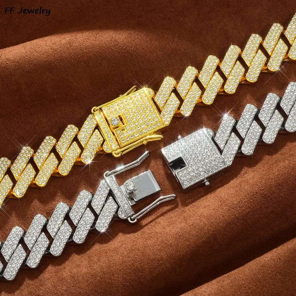 20mm Cuban Moissanite k chain Men's ice out choker collar tip set cubic zirconia big heavy chunky Hip Hop men's jewelry