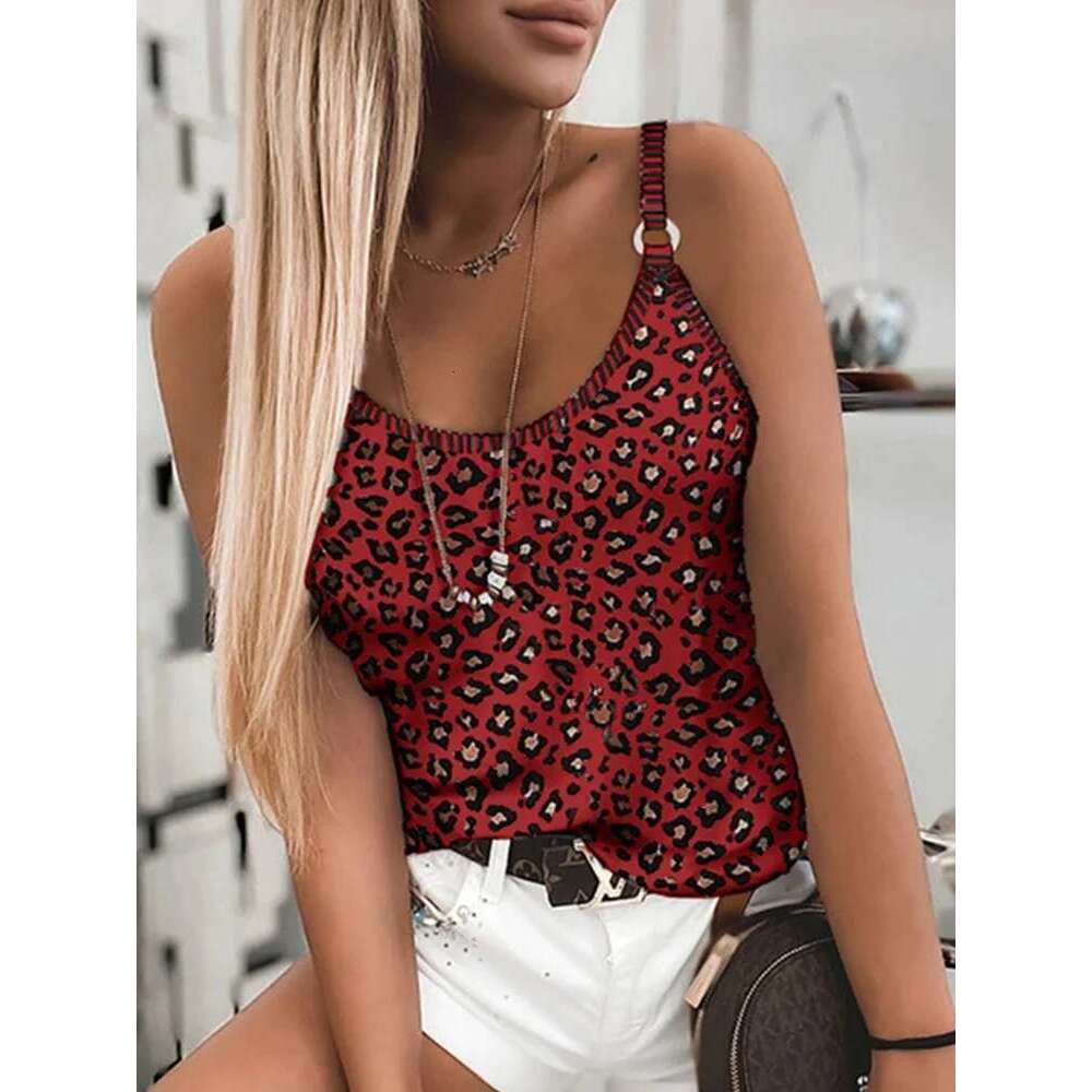 Camis Sexy Leopard Tops Women Stretch Adjustable V-Neck Club Party Wear Tank Slim Fit Hot Girl Vest 5XL