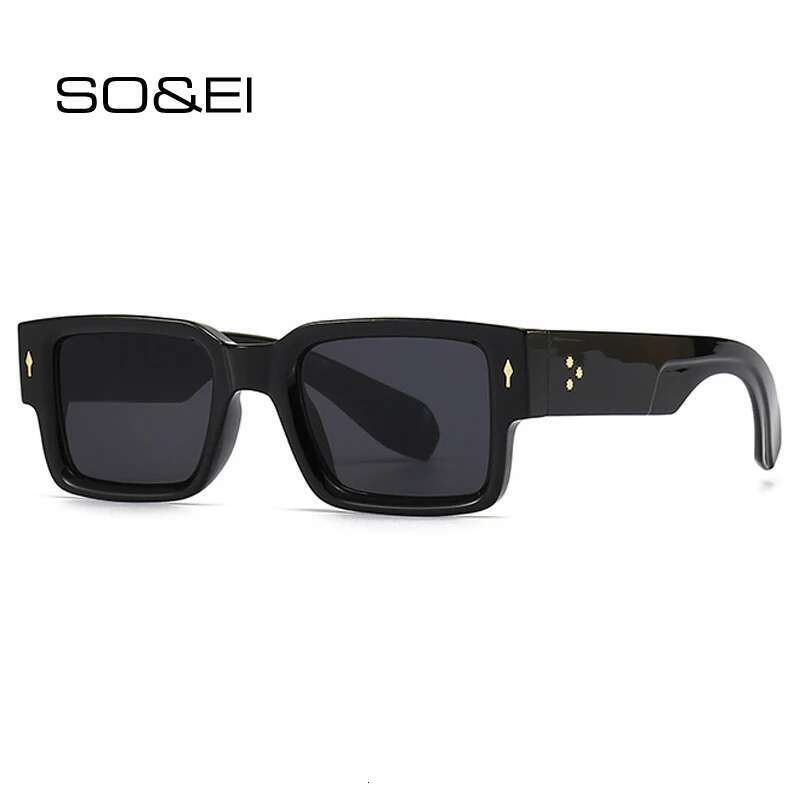 SO&EI Fashion Square Women Punk Rivets Sunglasses Vintage Men Trending Gradient Sun Glasses Shades UV400