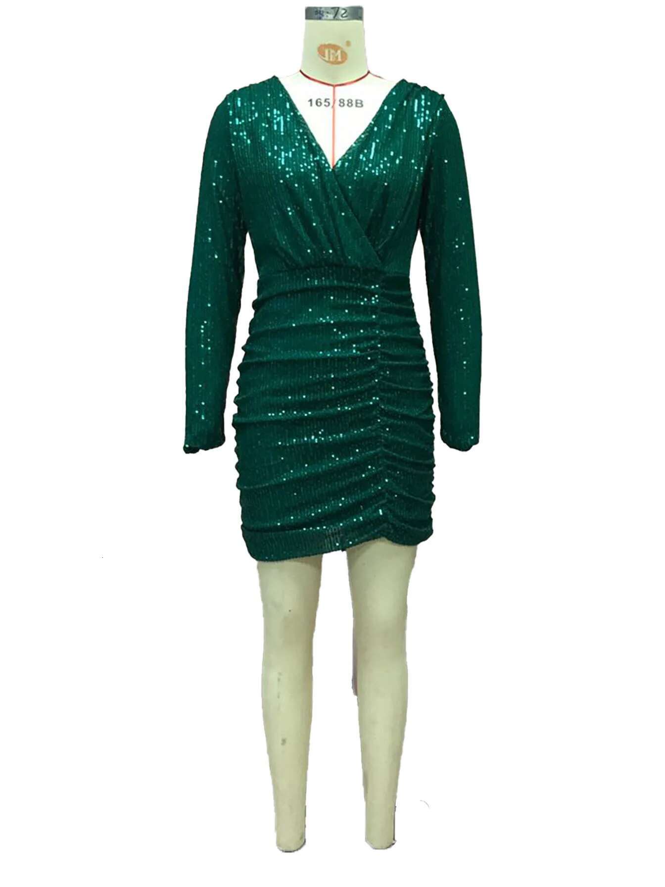 2025 Autumn/Winter New European And American Women's Clothing Sexy V-Neck Bag Hip Short Skirt Fashion Sequin Dress
